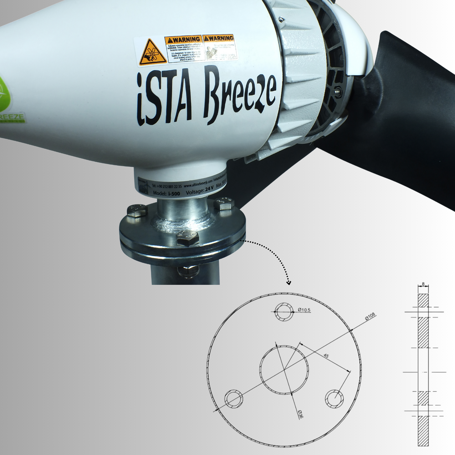 Windgenerator IstaBreeze® i-500 Watt in 12V oder 24V Windkraftanlagen