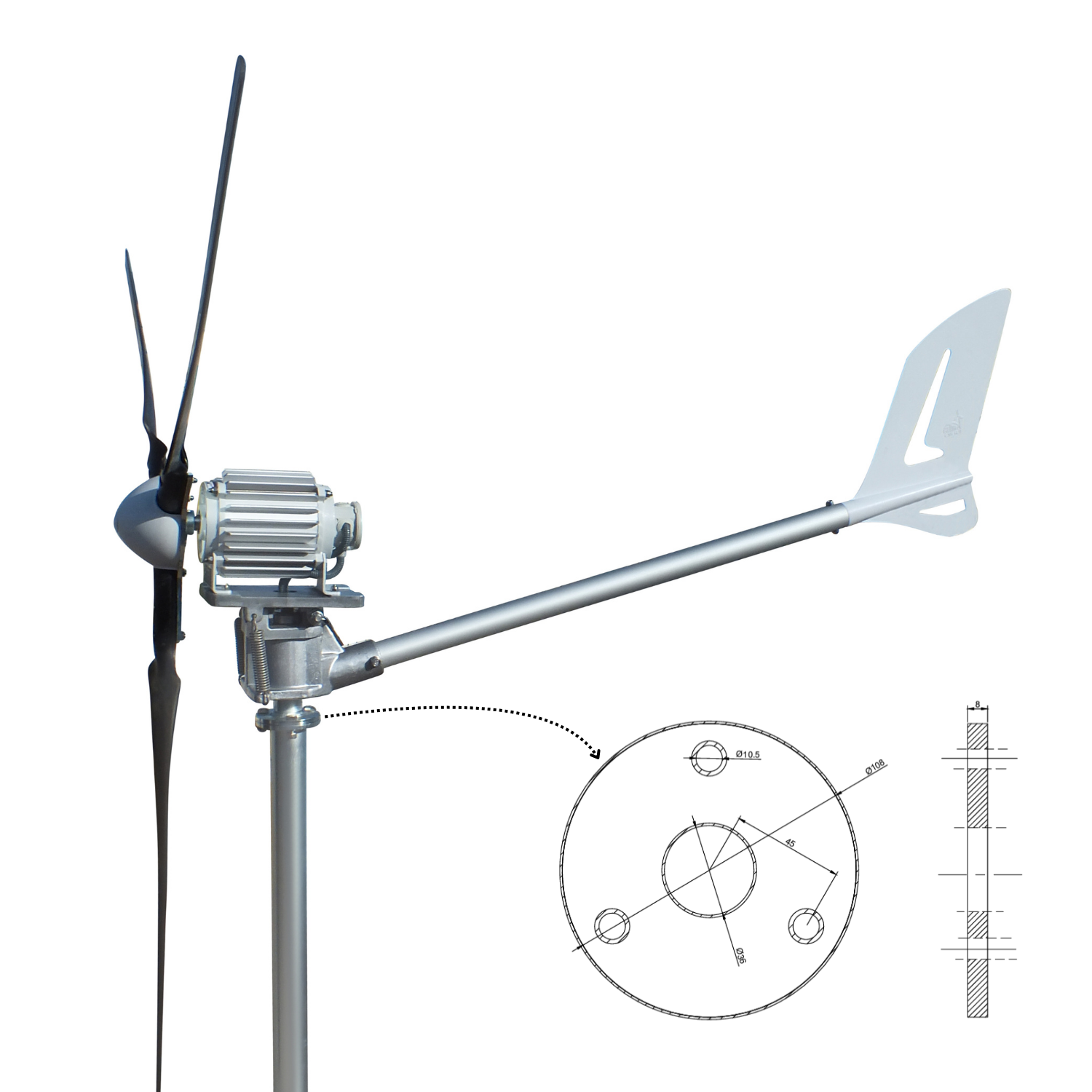 Angebot mit Auswahl IstaBreeze® Windturbine mit Kippvorrichtung – Auswahl zwischen 1500W und 2000W