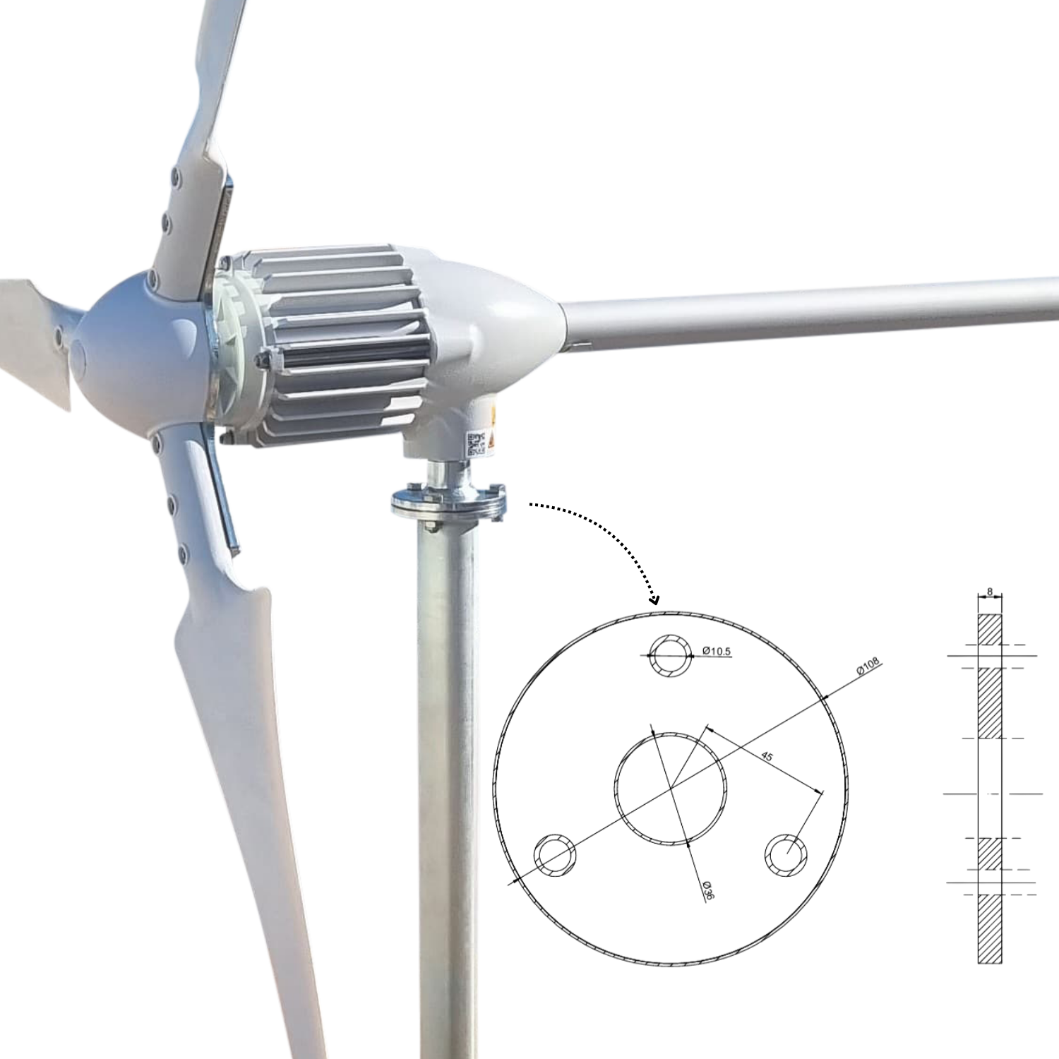 Windgenerator IstaBreeze® I-1000 Watt Reihe 24V oder 48 Volt Windkraftanlage