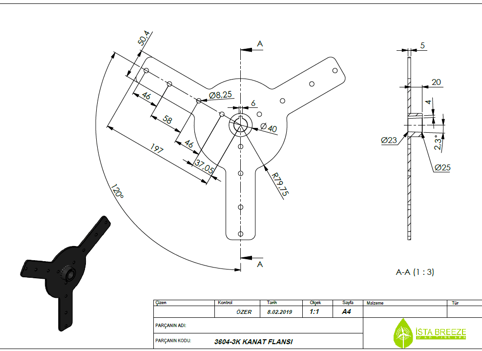 diagramma della pala della turbina eolica