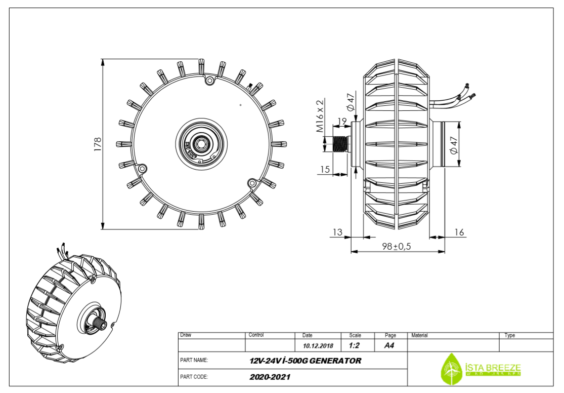Permanentmagnet Generator 12 - 24 Volt Ausführung