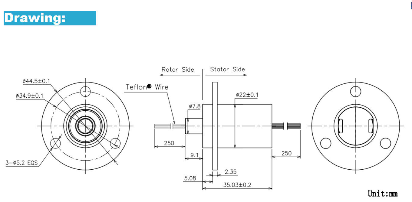 IstaBreeze 3 Draht Slip Ring Schleifring 300RPM 15A pro Phase 240V 22mm Windgenerator