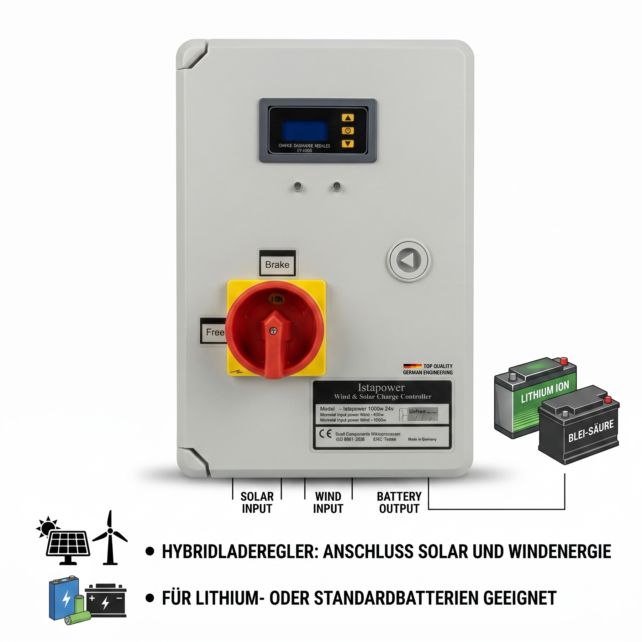 1500W - 2000W 24V or 48V hybrid charge controller ISTABREEZE