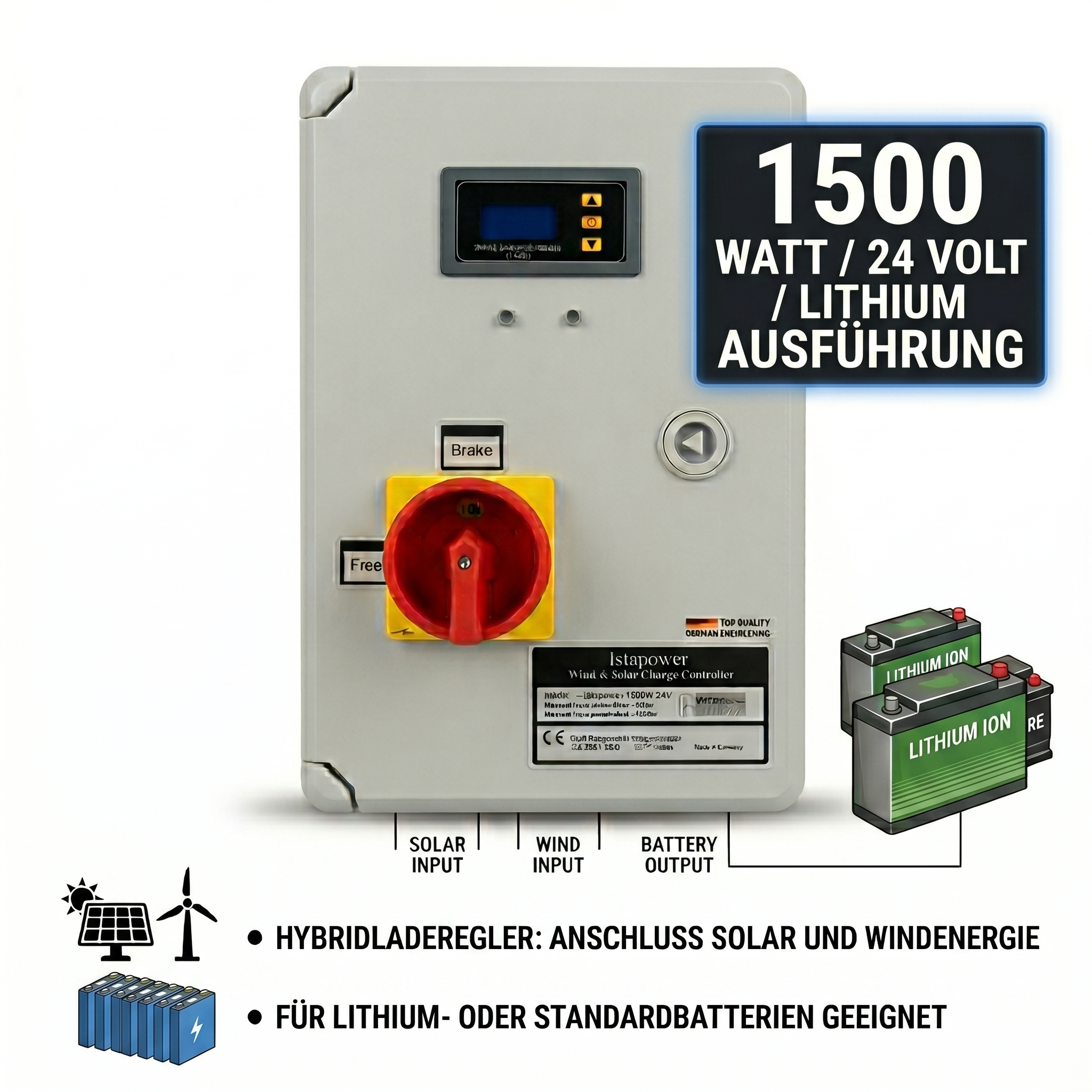 1500W - 2000W 24V or 48V hybrid charge controller ISTABREEZE