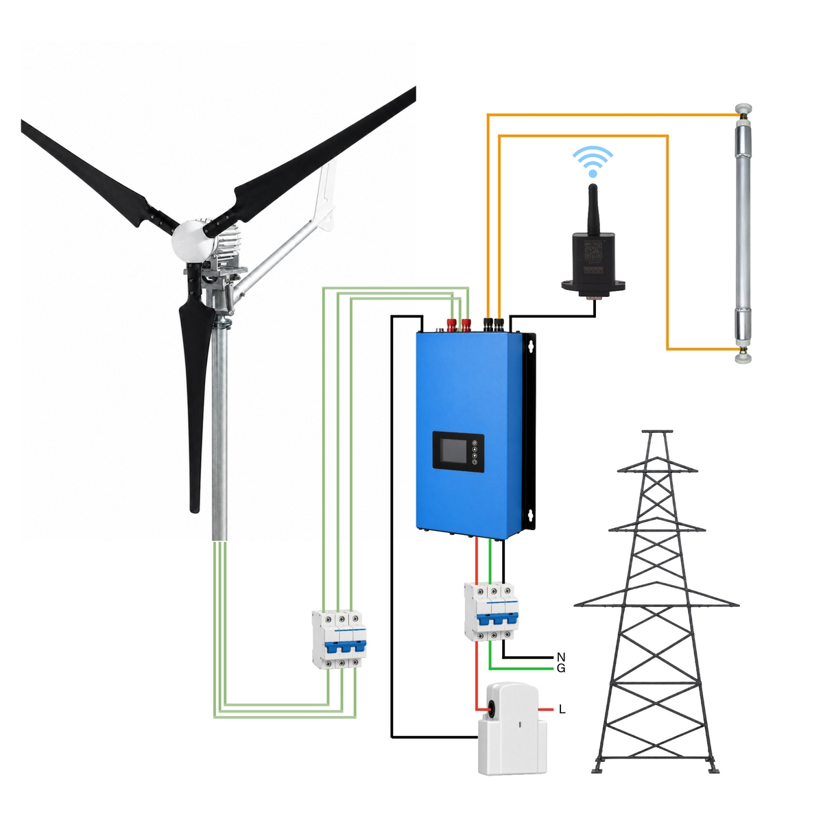 220 Volt Windsafe IstaBreeze® 2000 Watt wind turbine directly connected to the socket
