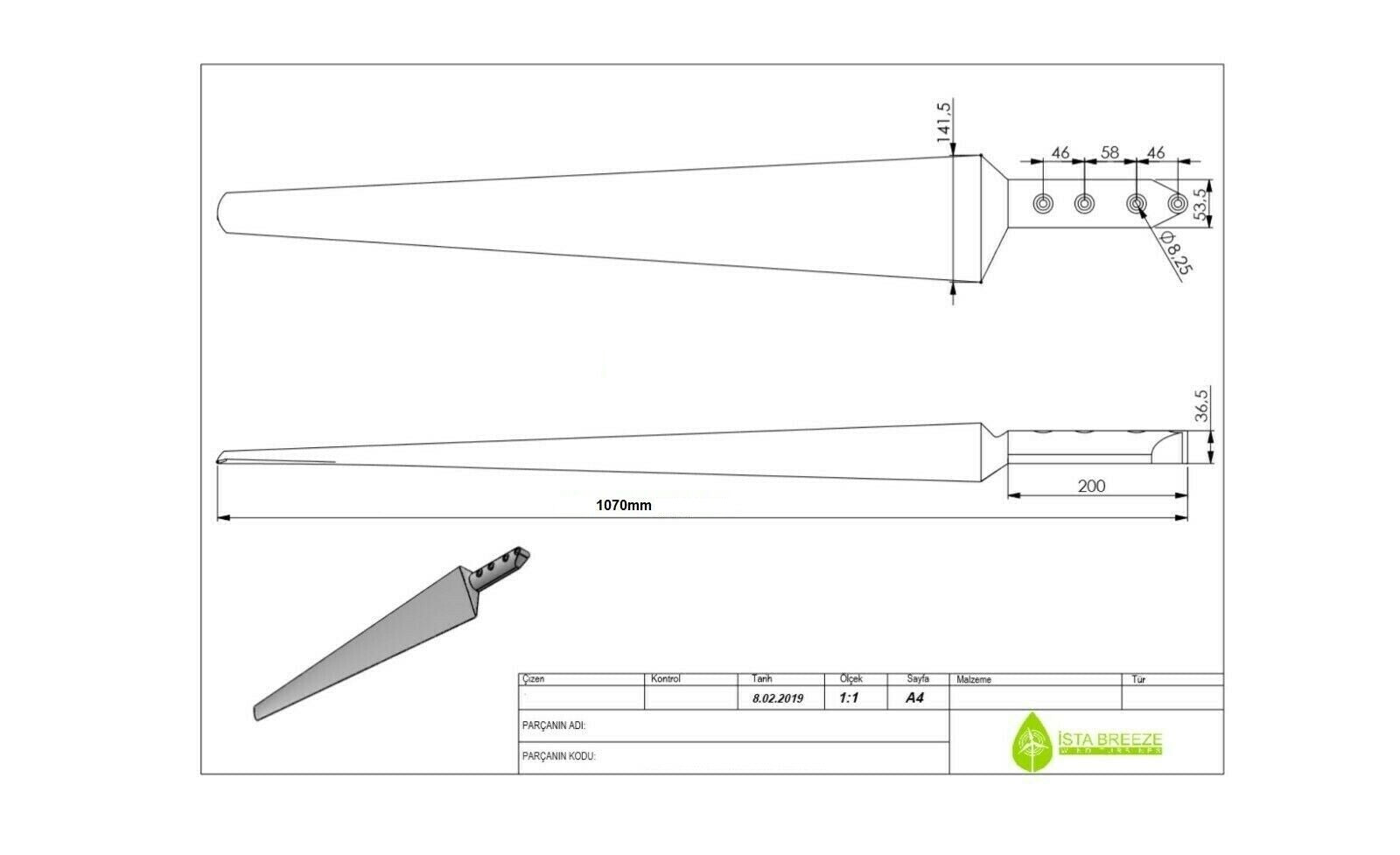 107cm High Performance Windgenerator Rotorblätter